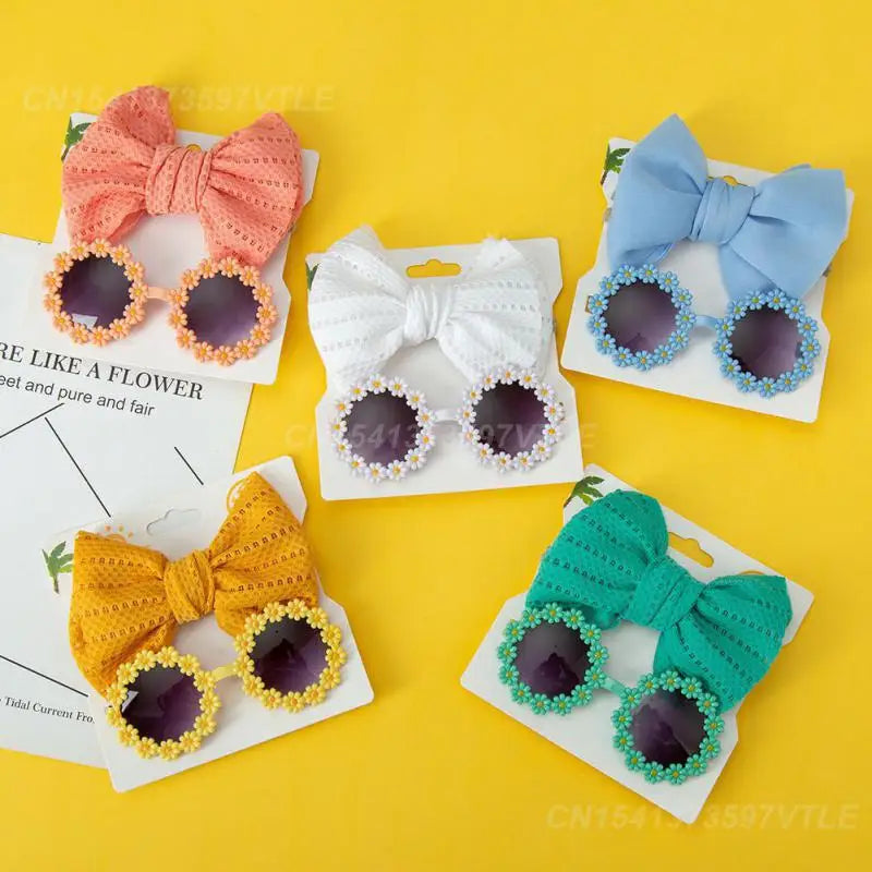 Childrens Sunglasses With A Sense Of Texture Baby Girl Hair Accessories Bow Hair Band Glasses And Accessories Baby Sunglasses