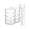 Single-Layer Glass Cup with Straw Drinking Mugs Coffee Drinkware Whiskey Glasses Milk Cup Water Cup Glass Material