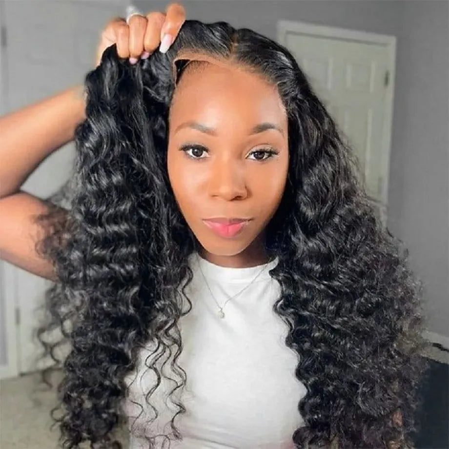 Deep Wave 4x4 Closure Glueless Wig Human Hair Ready To Wear Pre Cut 5x5 Hd Lace Closure Wig Wear And Go Wig Curly Wigs For Women