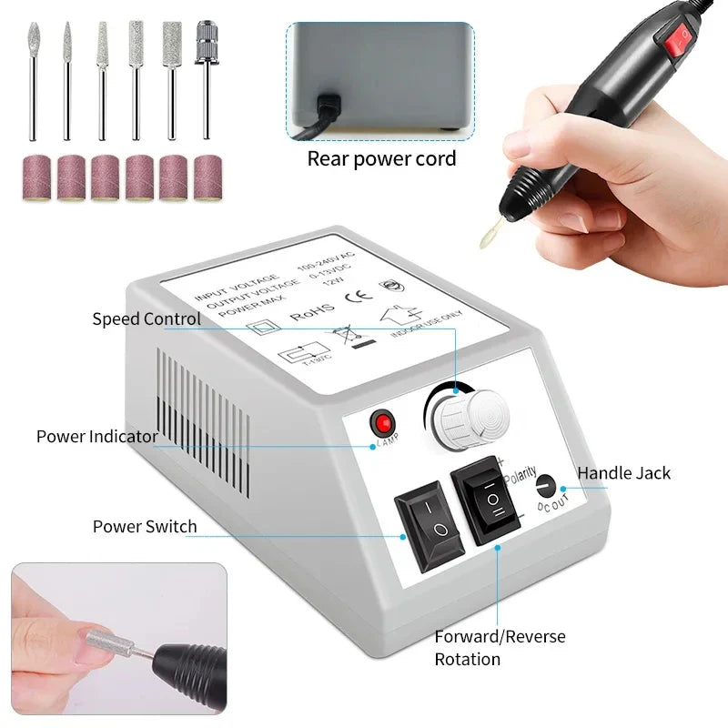 LNWPYH Professional Electric Nail Drill Machine Set Nail Files Drill Bits Gel Polish Remover Portable Nail Polisher Equipment