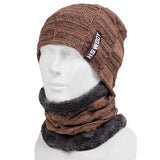 Winter Beanie Hats Scarf Set Warm Knit Hat Skull Cap Neck Warmer with Thick Fleece Lined Winter Hat and Scarf for Men Women