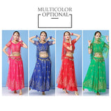 New Bollywood Costume Set Belly Dance Performance Clothes Chiffon Sequin Skirt Set Adult Women Indian Dance Costume Set