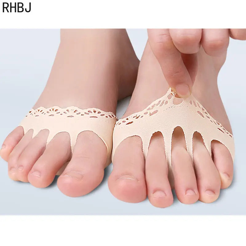 RHBJ 2pcs/set Five Toes Forefoot Pads for Women High Heels Half InsolesSilicone Insoles Gel Insoles Breathable Foot Care Tool