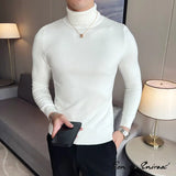 Autumn Mens Turteneck Sweatshirt Warm Solid Color Slim Men's Casual Pullover Sweater Men Winter Clothing