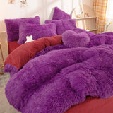 Fluffy Comforter Cover Bed Set Faux Fur Fuzzy Duvet Cover Set Luxury Ultra Soft Plush Long Shaggy Queen Size Duvet Quilt Cover