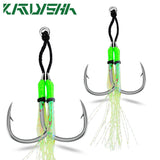 KATYUSHA 5Pcs Metal Lron Hook for Tying Hair Fish Skin Sea Fishing Double Hook Auxiliary Hook for Lure Fishing Hooks Wholesale