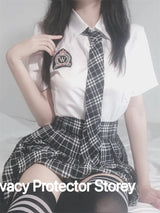 Sexy Lingerie School Student Uniform Role Play Costume Women Cute Mini Skirt Tight Blouse Set Porn College Girl Cosplay Anime