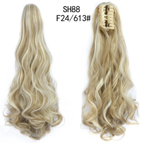 Synthetic Long Wavy Claw Clip On Ponytail Drawstring Hairpiece Wave Curly Black Brown Blonde Ombre Fake Hair for Women