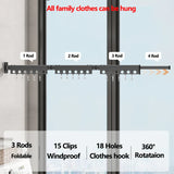 Extendable Clothesline Retractable Clothes Hanger Rack Folding Wall Clothesline Laundry Coat Shelves Retractable Cloth Drying