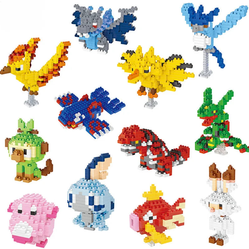 Pokemon Dracaufeu Cartoon Building Blocks Anime Characters Groudon Rayquaza Animal Mini Action Figure Educational Toys Kid Gifts