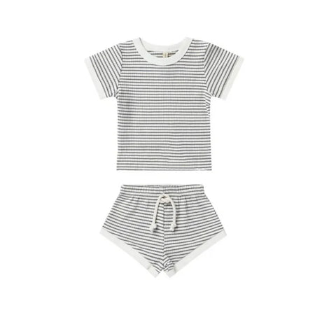 0-2Yrs Summer Striped Clothes For Newborn Baby Causal Cotton Short Sleeve  T-Shirts Shorts 2Pcs Summer Unisex Baby Clothing