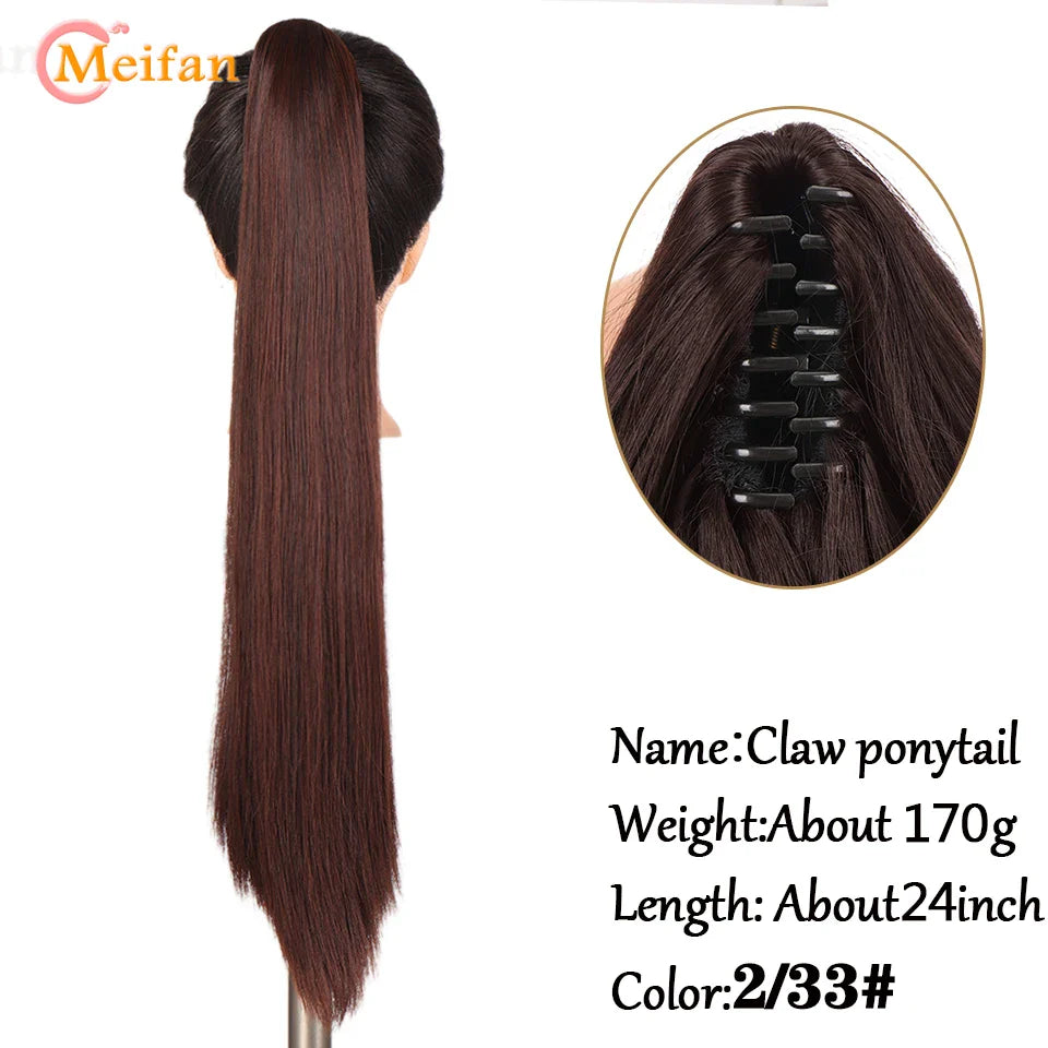 MEIFAN Long Synthetic Wavy Clip in Hair Ponytail Hair Wigs Extensions Style Claw Pony Tail Hairpiece for Women Cosplay Party