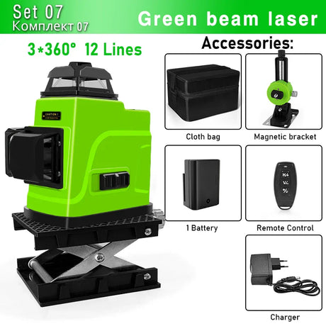 Clubiona 16/12 lines professional Super powerful Green Lines Laser Level With 4000mAh Li-ion Battery Remote Control pulse mode