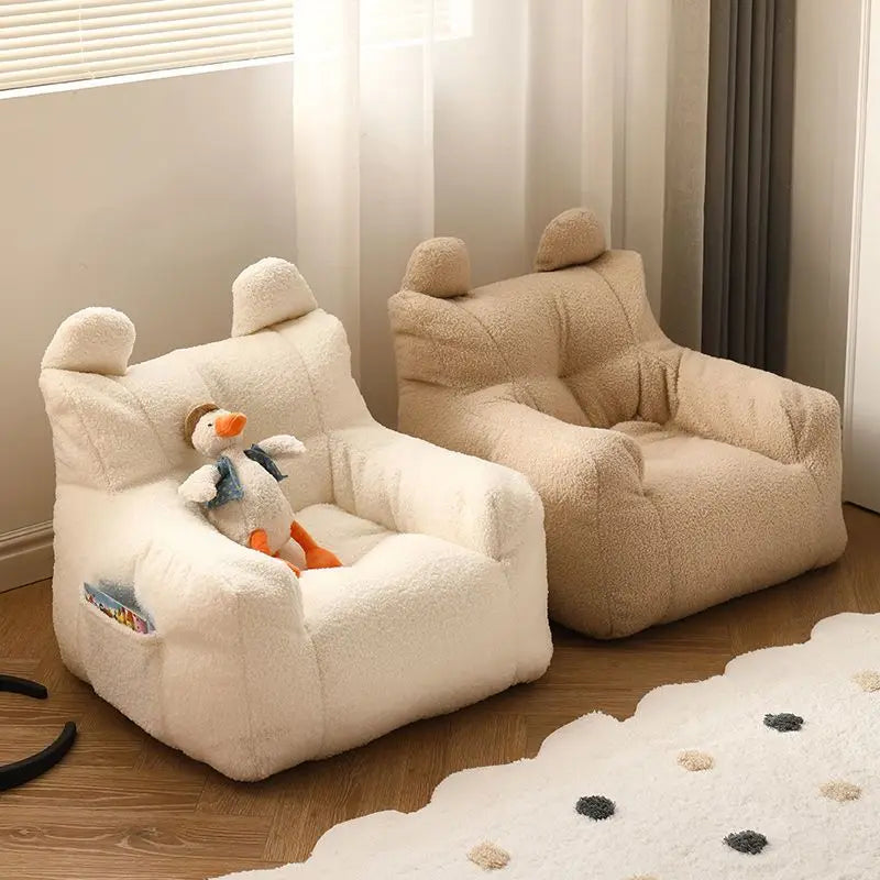 Lazy INS Kids Sofa Mini Bean Bag Lamb Velvet Casual Seat Cartoon Children's Sofa Reading Tatami Baby Furniture