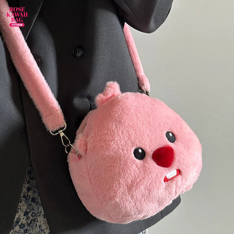 Kawaii Loopy Plush Bag Cute Soft Plush Handbag Cute Cartoon Large Capacity Shoulder Storage Bag Loopy Handbag Gift for Children