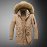 2023 Mens Winter New Windproof Warm Thick Fleece Long Parka Jacket Mens Outwear Fashion Casual Fur Collar Outdoor Hooded Parkas