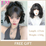 LM Dark Brown Wig Long Wave Wigs for Women Synthetic Hair Wig With Bangs Heat Resistant Party Daily Natural Use