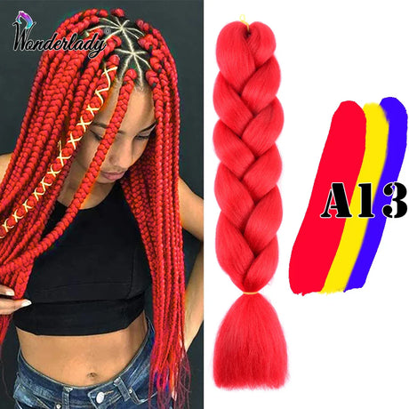 WonderLady 255 Color Long Colored Braiding Hair Jumbo Braids DIY Hairstyle Ombre Synthetic Hair Extensions For Women Braiding