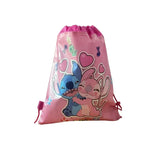 12Pcs Disney Lilo Stitch Mickey Minnie Mouse Non-woven Drawstring Bags Kids Swimming School Backpacks Birthday Party Gifts