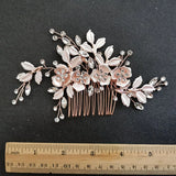 SLBRIDAL Handmade Golden Austrian Crystals Rhinestones Flower Leaf Wedding Hair Clip Barrettes Bridal Headpiece Hair accessories