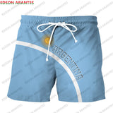 Custom New Argentina Sport Men Short DIY Number Argentine Flag Print Athletic Shorts for Beach Gym Running Street Casual Workout