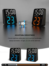 Digital Alarm Clock for Bedrooms with Temperature Adjustable Brightness Voice Control three Alarm Wall Clock 12/24H