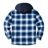 MAGCOMSEN Men's Flannel Shirt Jacket with Removable Hood Plaid Quilted Lined Casual Outerwear Winter Thermal Windbreaker Jackets