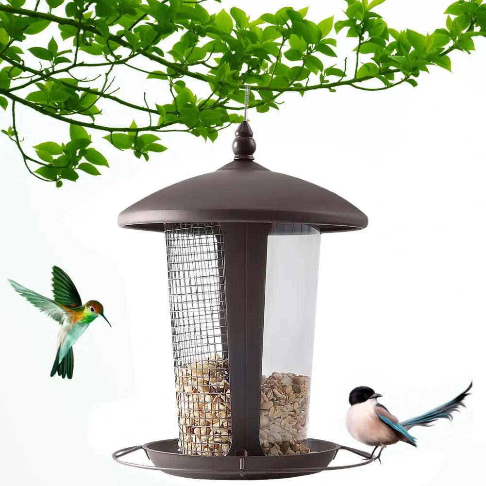 2-in-1 Bird Feeder for Garden Weather Resistant Metal Bird Feeder 2-in-1 Hanging Design with Secure Seeds Storage for Outdoor