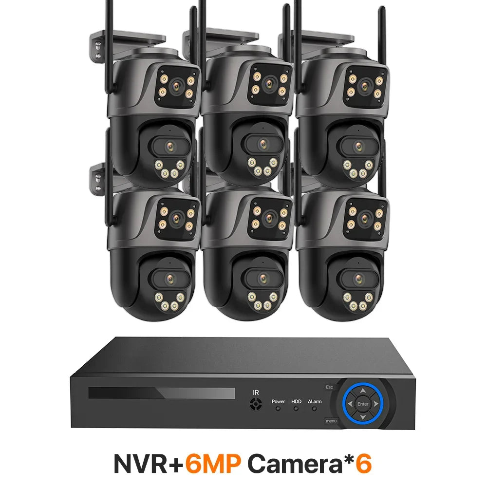 6MP PTZ Camera Dual Lens POE Surveillance System NVR Recorder Set IP Camera 2-Way Audio CCTV Video Surveillance System kit