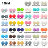 15mm 100pcs Round Silicone Beads Teether Baby Nursing Necklace Pacifier Clip Oral Care BPA Free Food Grade Colorful