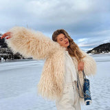 Womens Natural Mongolian Lamb Fur Coat Short Winter Real Sheep Fur Jacket Ladies Genuine Sheepskin Coats