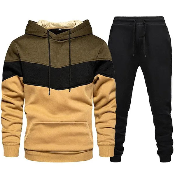 2023 New Fashion Mens Tracksuit Wear Stripe Hoodies+Sweatpants 2 Piece Set High Quality Autumn Winter Daily Casual Jogging Suit