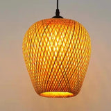 Classical Bamboo Weaving Chandelier Lamp Handmade Pendant Light Hanging LED Ceiling Fixtures Rattan Woven Home Bedroom Decors