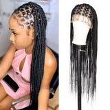 Kalyss Criss Cross Knotless Box Braided Wigs with Baby Hair 36" Cornrow Lace Front Braids Wigs for Women