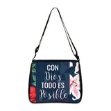 Christian Gift Bible Verse in Spanish Crossbody Bag Con Dios Todo Es Posible Messenger Bags Shoulder Bag Casual Handbag