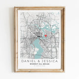 Custom Personalized Valentines Day Gift For Him Wedding City Map Wall Art Prints Canvas Painting Poster Pictures Living Room