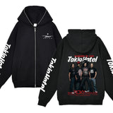 Tokio Hotel Full Zipper Hoodies Kaulitz Print Zip Up Jacket Fleece Hooded Sweatshirts Men Women Hip Hop Streetwear Y2K Cardigan