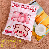 New Kawaii Animal Balls Pudding Candy Bag Pillow Plush Stuffed Mini Doll of Donut Boba Milk Tea Bat Newt Cat Nap Plushie