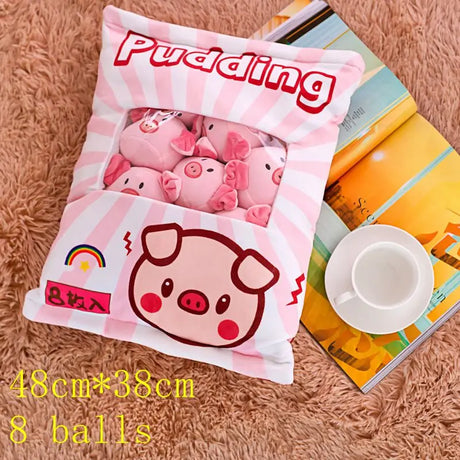 New Kawaii Animal Balls Pudding Candy Bag Pillow Plush Stuffed Mini Doll of Donut Boba Milk Tea Bat Newt Cat Nap Plushie