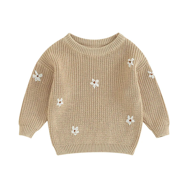 Newborn Baby Girls Winter Flower Sweater Clothes 2023 Autumn Newborn Infant Clothing Pullover Knitted Kids Sweaters