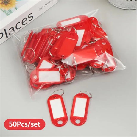 50pcs Colorful Plastic Tags Hotel Number Classification Card Key Tags Label Name Baggage Tag ID Name Tags With Split Ring