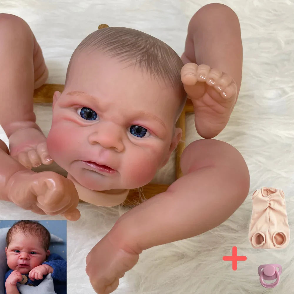 18inch Already Painted Reborn Doll Parts Elijah Lifelike Baby 3D Painted Skin with Visible Veins Cloth Body Included