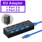 USB Hub 3.0 USB 3 0 Hub Multi USB Splitter 3 Hab Use Power Adapter Multiple Expander 2.0 Hub With Switch For Laptop Accessoriess