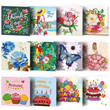 AZQSD Diamond Painting Greeting Card Blessing Christmas 6/8/12pcs Happy Birthday Animal Flower Landscape Envelope Postcard