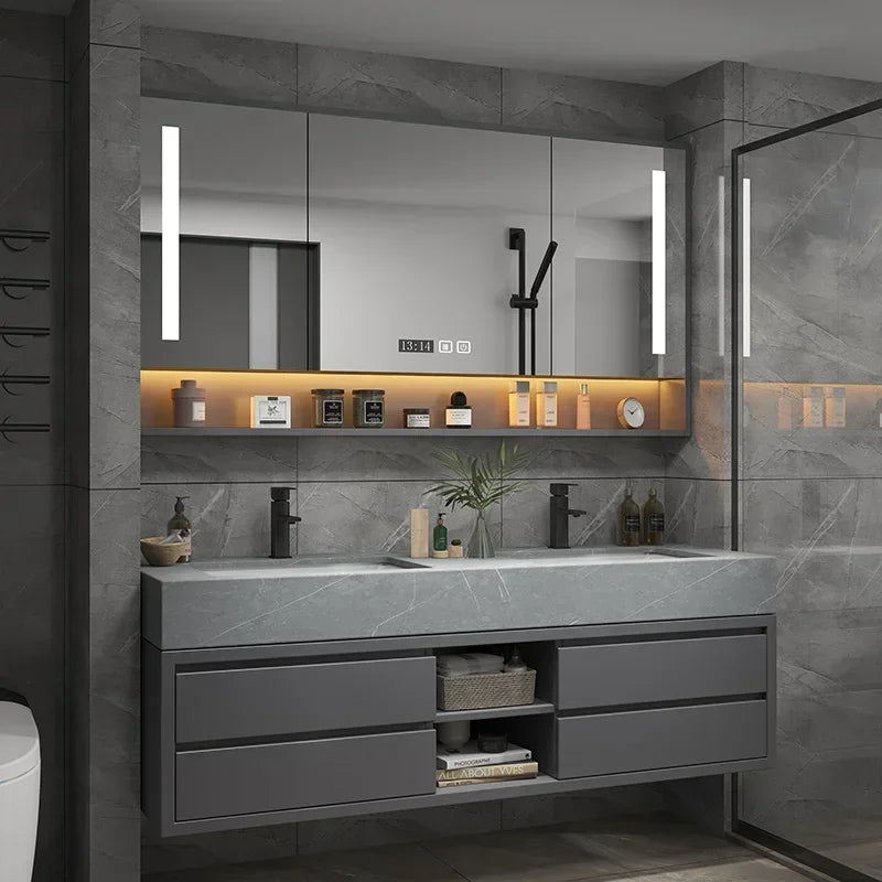 Slim Storage Vanity Bathroom Cabinets Storage Smart Vanity Bathroom Cabinets Mirror Corner Armadietto Hotel Furniture YX50BC