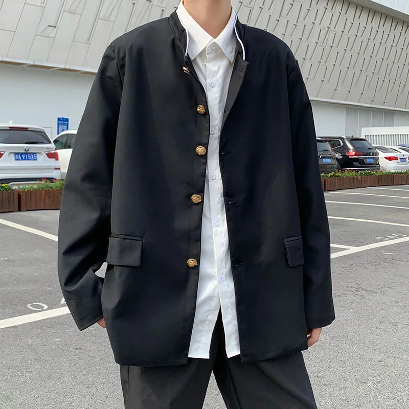 Japanese College Uniform Jacket Stand-up Collar Suit Jacket Top Men's Spring Summer College Wind Trend Men Coat School Uniform