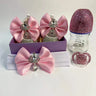 Dollbling Luxury Baby Bottles and Shoes Headband Set Keepsake Diamond Tutu Outfit Red Bottom Little Girl Baptism Shoes