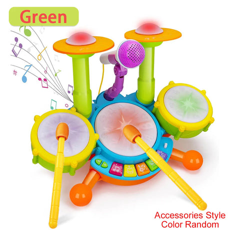 Kids Drum Set Toddlers Musical Baby Educational Instruments Toys for Toddlers Girl Microphone Learning Activities Gifts