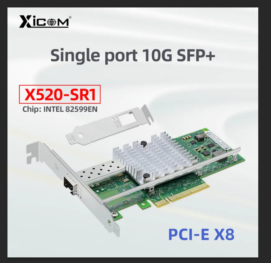 10 Gigabit Ethernet Network Card Pci Express x8 X520-SR1/SR2 Single/Dual SFP+ Port Network Adapter E10G41BTDA Intel Chip 82599