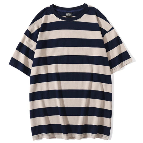 HISTREX 50 Colors Men Women Stripe T Shirt 100% Cotton T-shirt Summer Vintage Crewneck Y2K Oversize Tshirts Tops Tee Women 200g